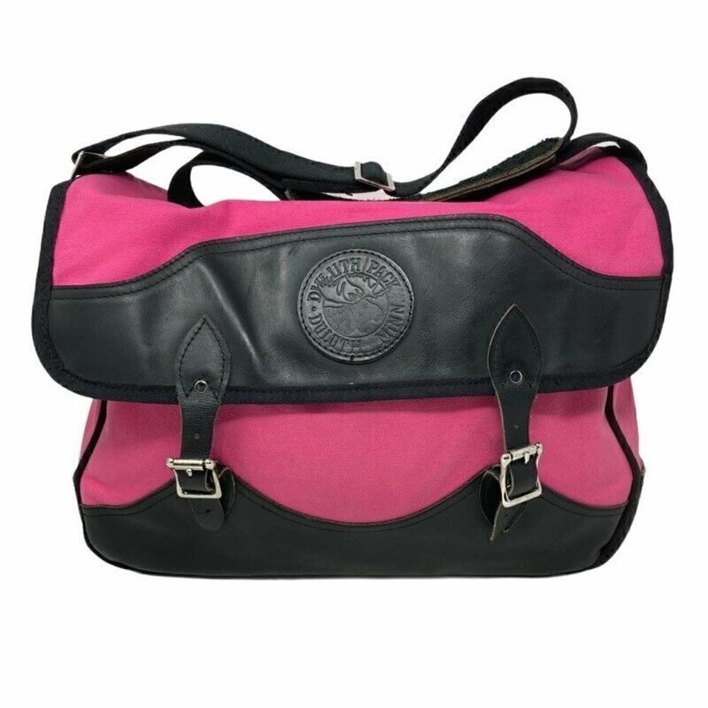 Duluth Pack Womens Crossbody Book Bag Purse Pink Black Canvas Leather